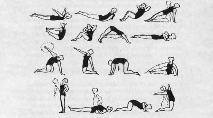 Exercise therapy complex to help relieve muscle tissue stiffness in thoracic osteochondrosis